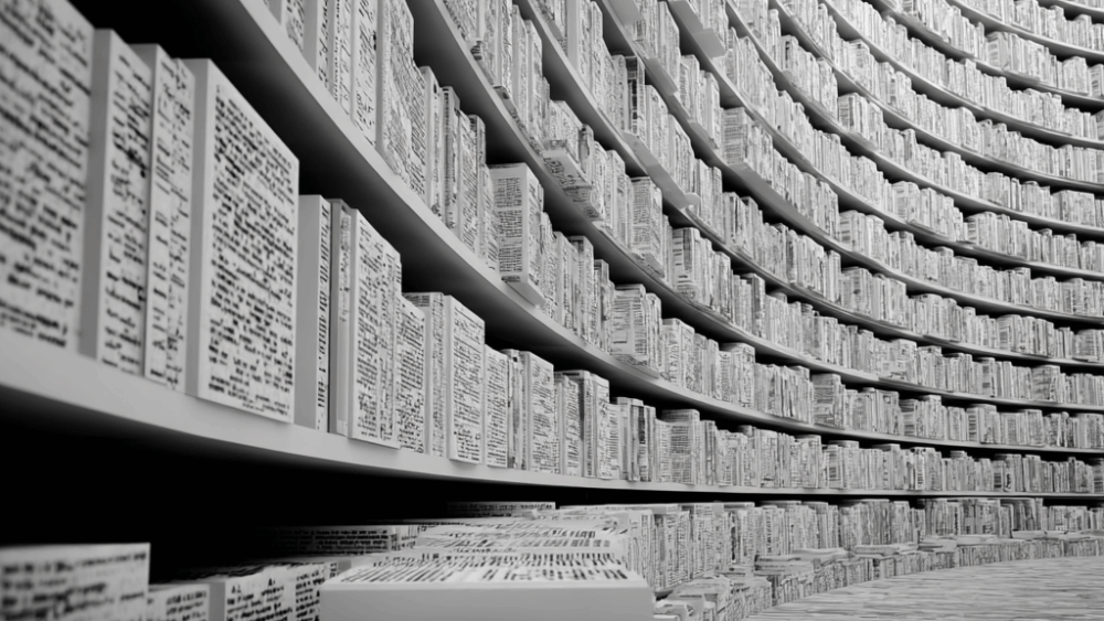 Biblioteca que simboliza el poder de la tipografía.